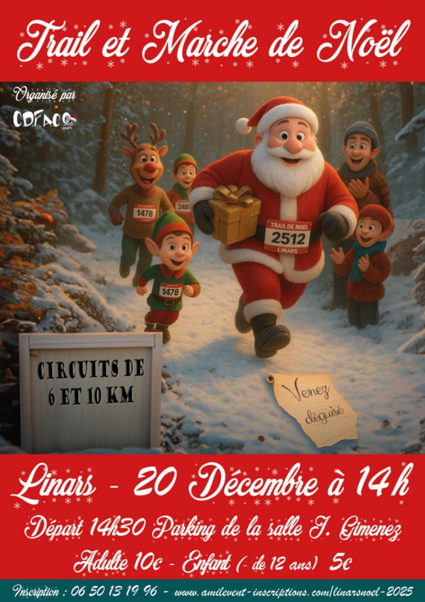 Affiche trail et course de Noël La Périgordine
